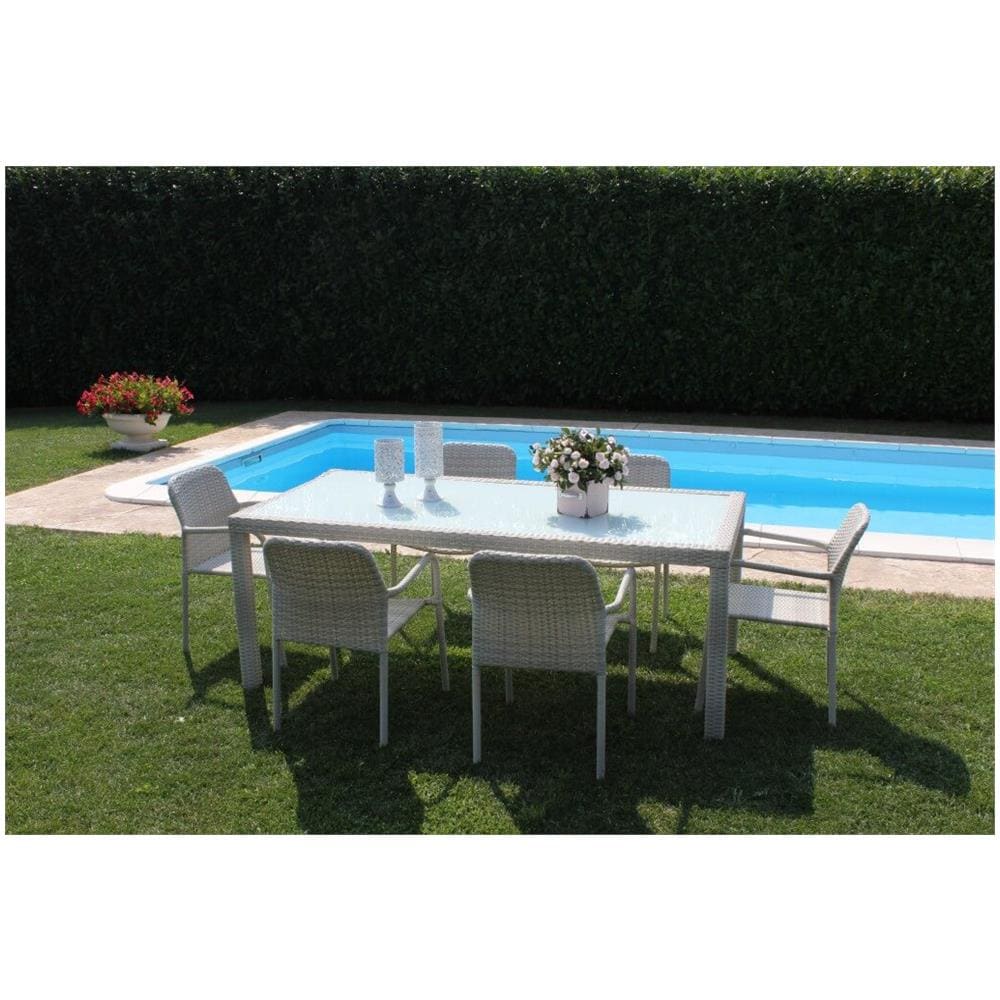 Axona - Tavolo Intreccio In Rattan Sintetico E Vetro 150 X 90 - Foto 1