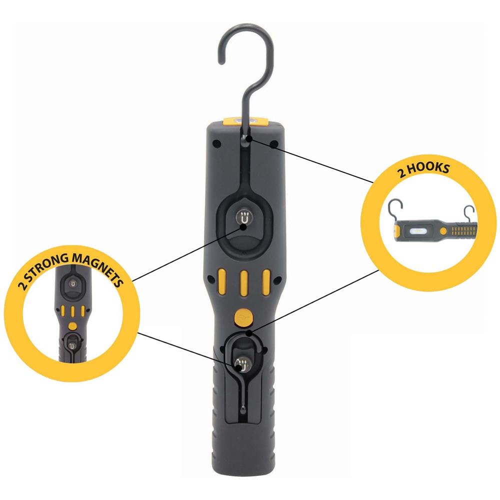 Alamo: Worklight + Torcia Ricaricabile Led Con Ganci E Calamita. Base Orientabile. - Foto 3