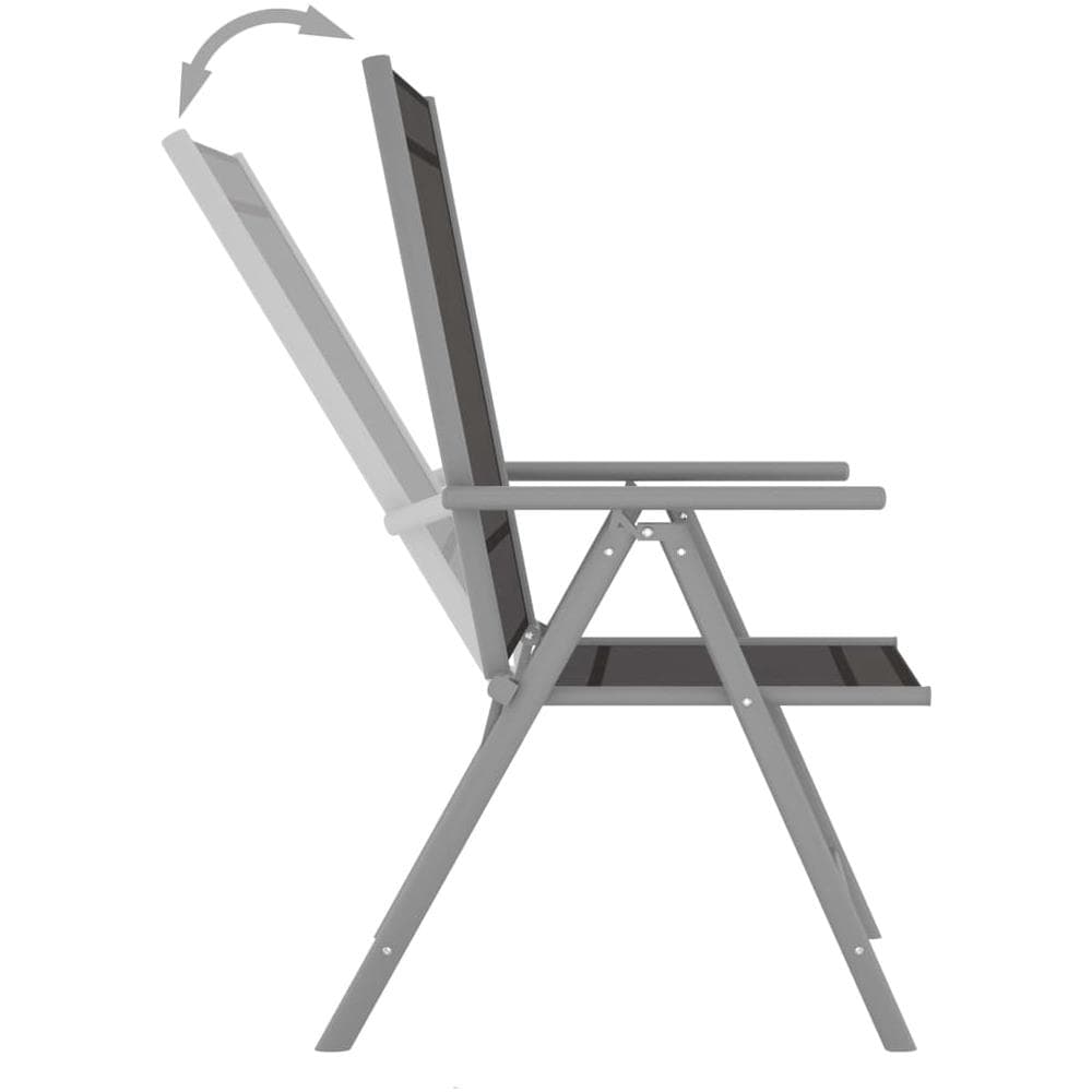 Set Mobili Da Pranzo Per Giardino 7 Pz Alluminio Argento E Nero - Foto 14