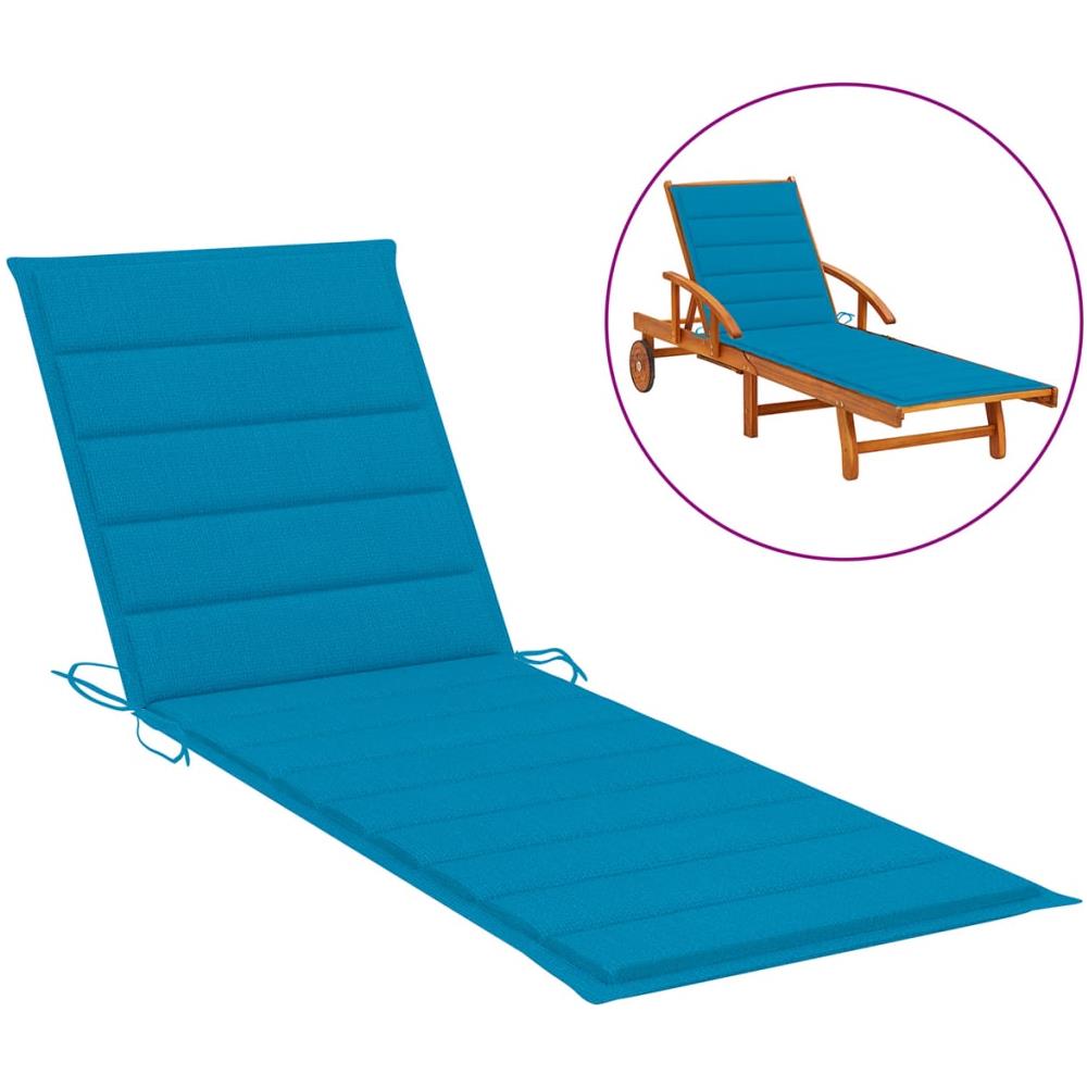 Cuscino Per Lettino Prendisole Blu 200x50x4 Cm In Tessuto - Foto 1