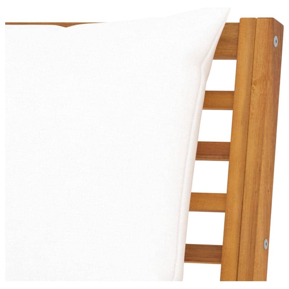 Panca Da Giardino 114,5 Cm Con Cuscino Crema In Legno Di Acacia - Foto 4