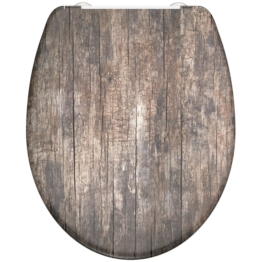 Tavoletta WC Duroplast Chiusura Ammortizzata OLD WOOD Stampato - Foto 1