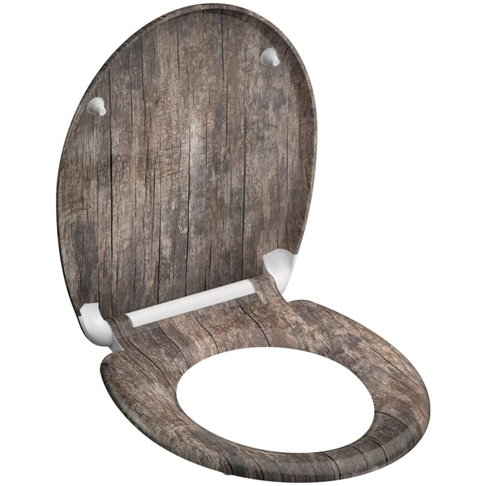 Tavoletta WC Duroplast Chiusura Ammortizzata OLD WOOD Stampato - Foto 3