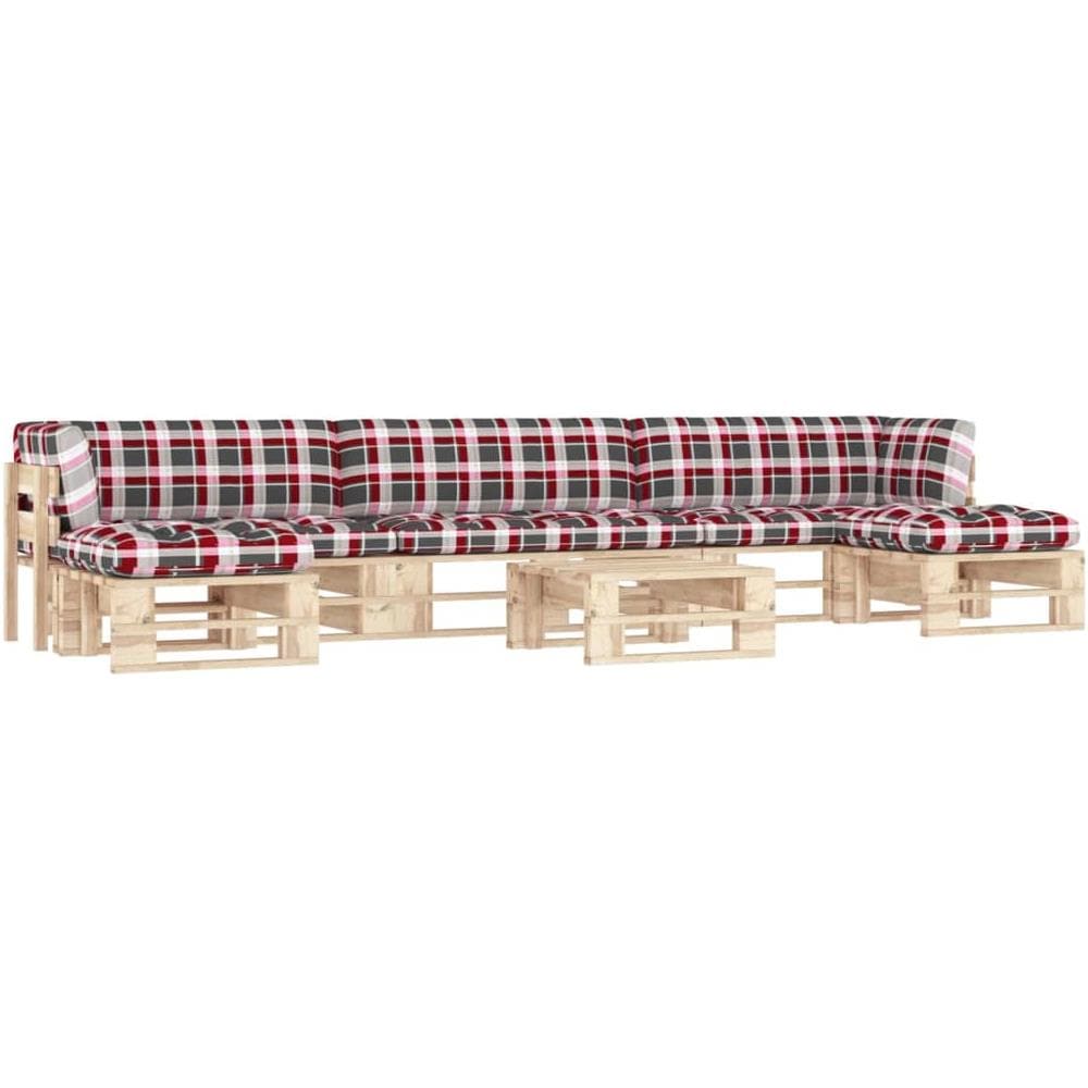 Set Divani su Pallet 6 pz e Cuscini in Legno di Pino Impregnato - Foto 1