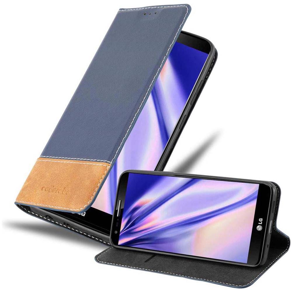Custodia Compatibile Con Lg G2 In Blu Scuro Marrone - Coperchio Protettiva Con Chiusura Magnetica, Funzione Stand E Tasca Per Le Carte - Foto 1