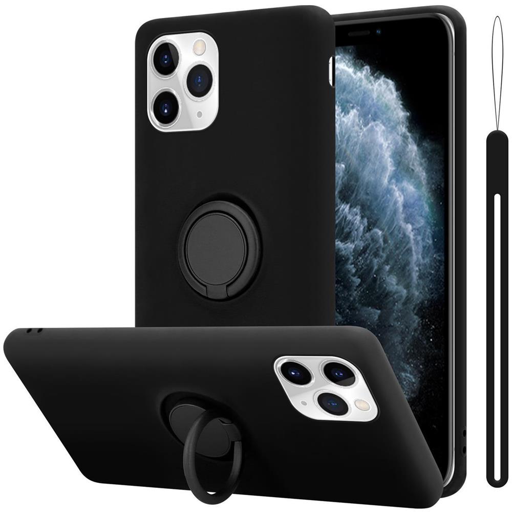 Custodia Compatibile Con Apple Iphone 11 Pro In Liquid Nero - Coperchio Protettivo In Silicone Tpu Flessibile Con Anello - Foto 1