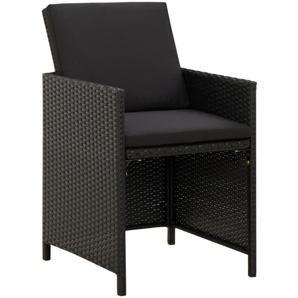 Set Da Pranzo Per Giardino 9 Pz Con Cuscini In Polyrattan Nero - Foto 3