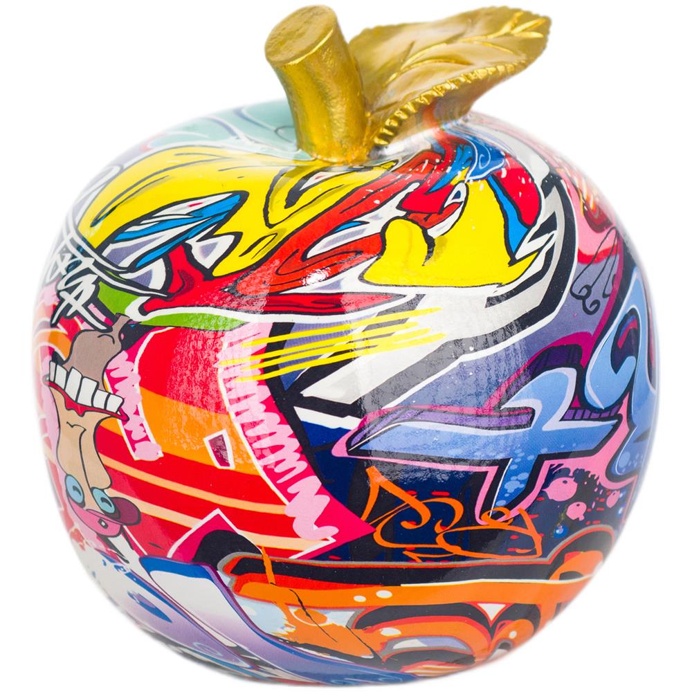 Decorazione Mela Graffiti 13x14 Cm Multicolore - Foto 1