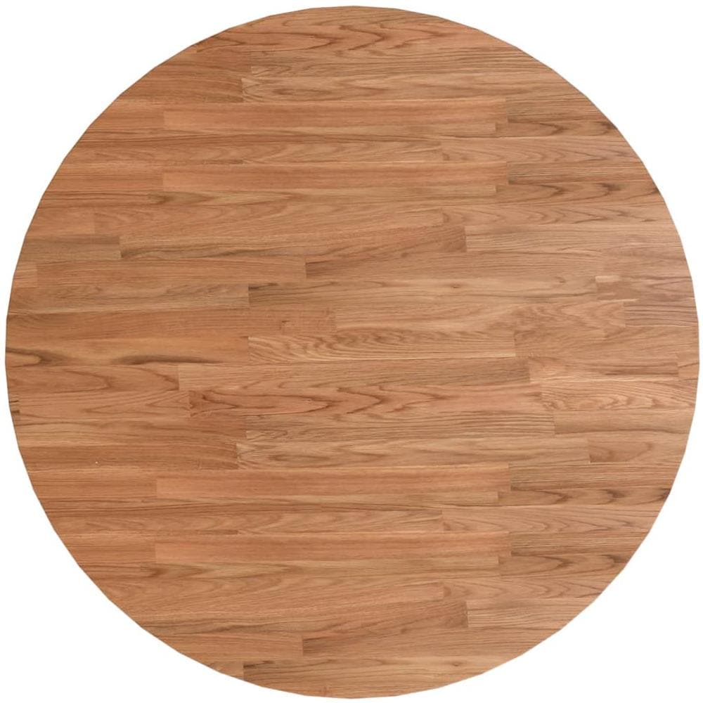 Piano Tavolo Rotondo Marrone Chiaro 70x1,5 Cm Rovere Trattato - Foto 2
