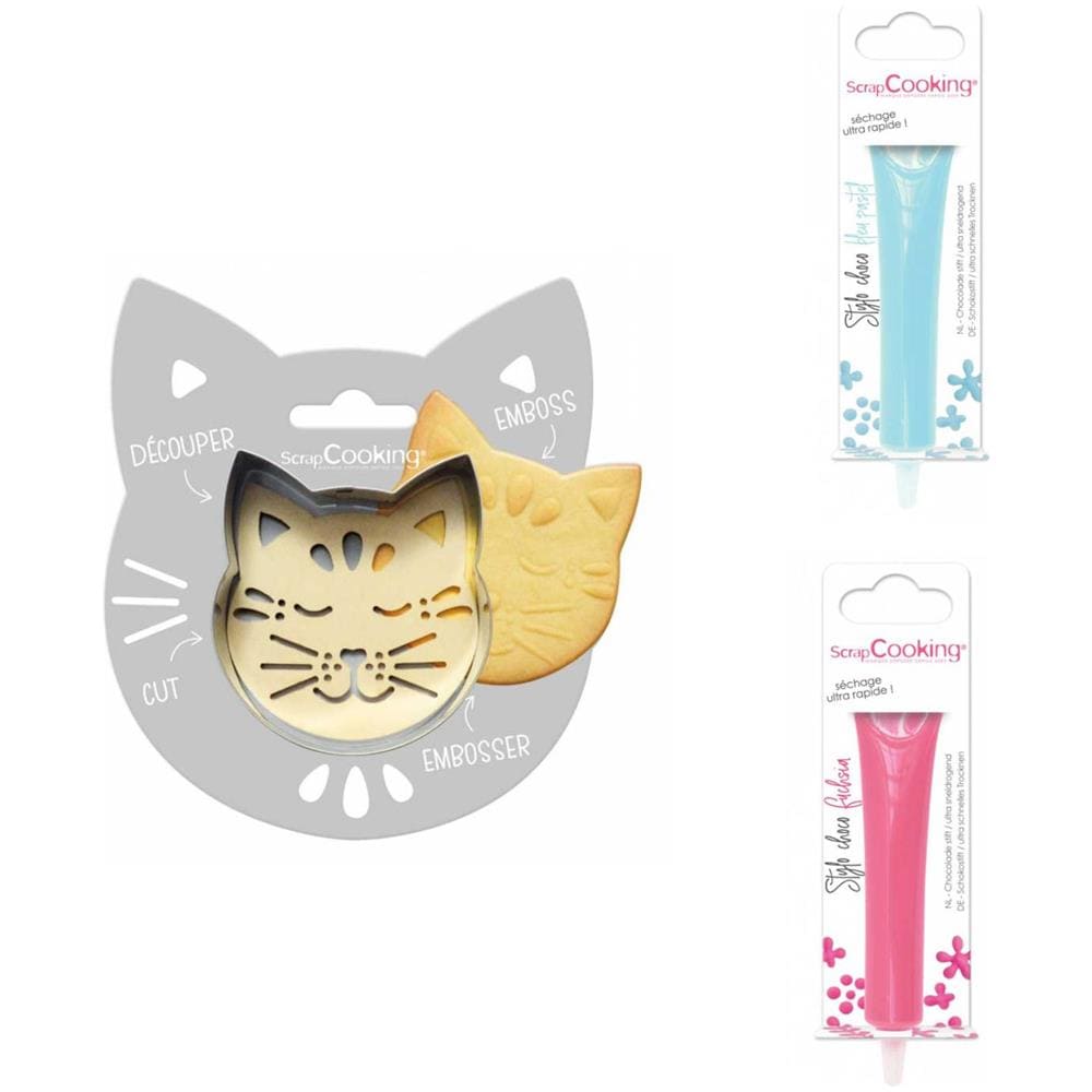 Kit Biscotti Di Soccorso Per Gatti + 2 Penne Di Cioccolato Blu Pastello E Fucsia - Foto 1