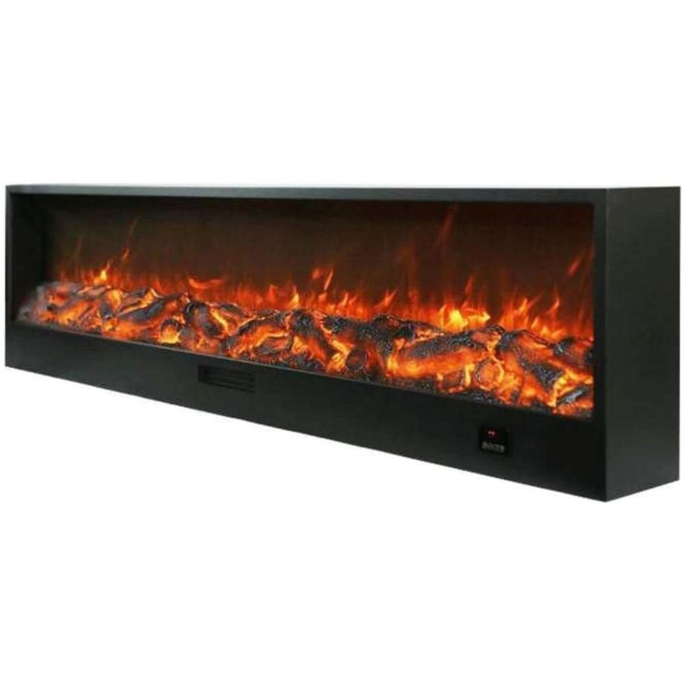Caminetto Elettrico Nero Acciaio Effetto Fiamma Led Regolabile 6 Livelli Potenza 750-1500w Comandi Manuali E Telecomando Incasso O Appoggio Lunghezza 2 Metri Modello Caminetto-vesuvio-200 - Foto 1