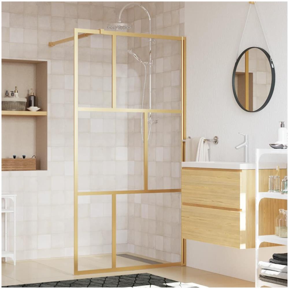 Parete Per Doccia Walk-in Vetro Trasparente Esg 115x195 Cm Oro - Foto 1