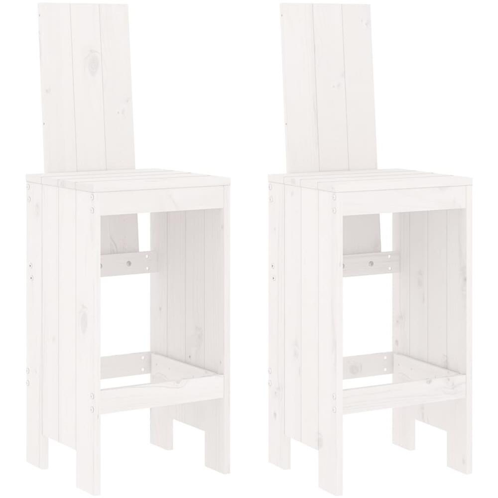 Sgabelli Da Bar 2pz Bianchi 40x42x120 Cm Legno Massello Pino - Foto 2