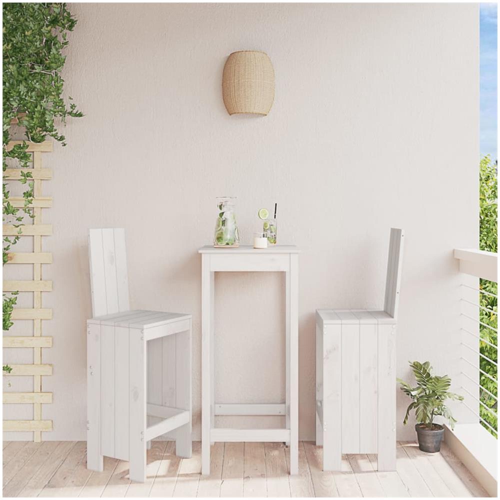 Sgabelli Da Bar 2pz Bianchi 40x42x120 Cm Legno Massello Pino - Foto 1