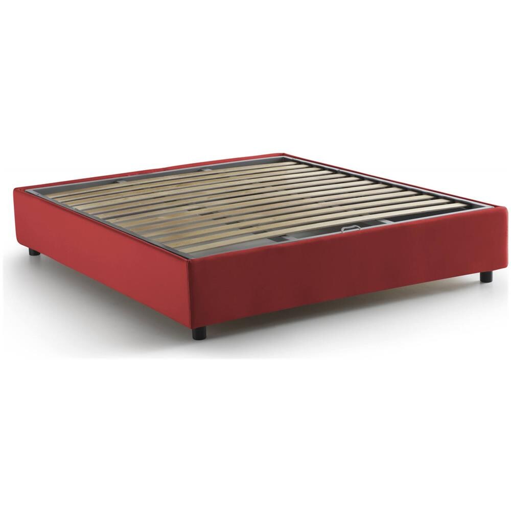 Letto Matrimoniale Gioia, Letto Contenitore Con Rivestimento In Tessuto, 100% Made In Italy, Apertura Frontale, Con Materasso Cm 140x200 Incluso, Rosso - Foto 4