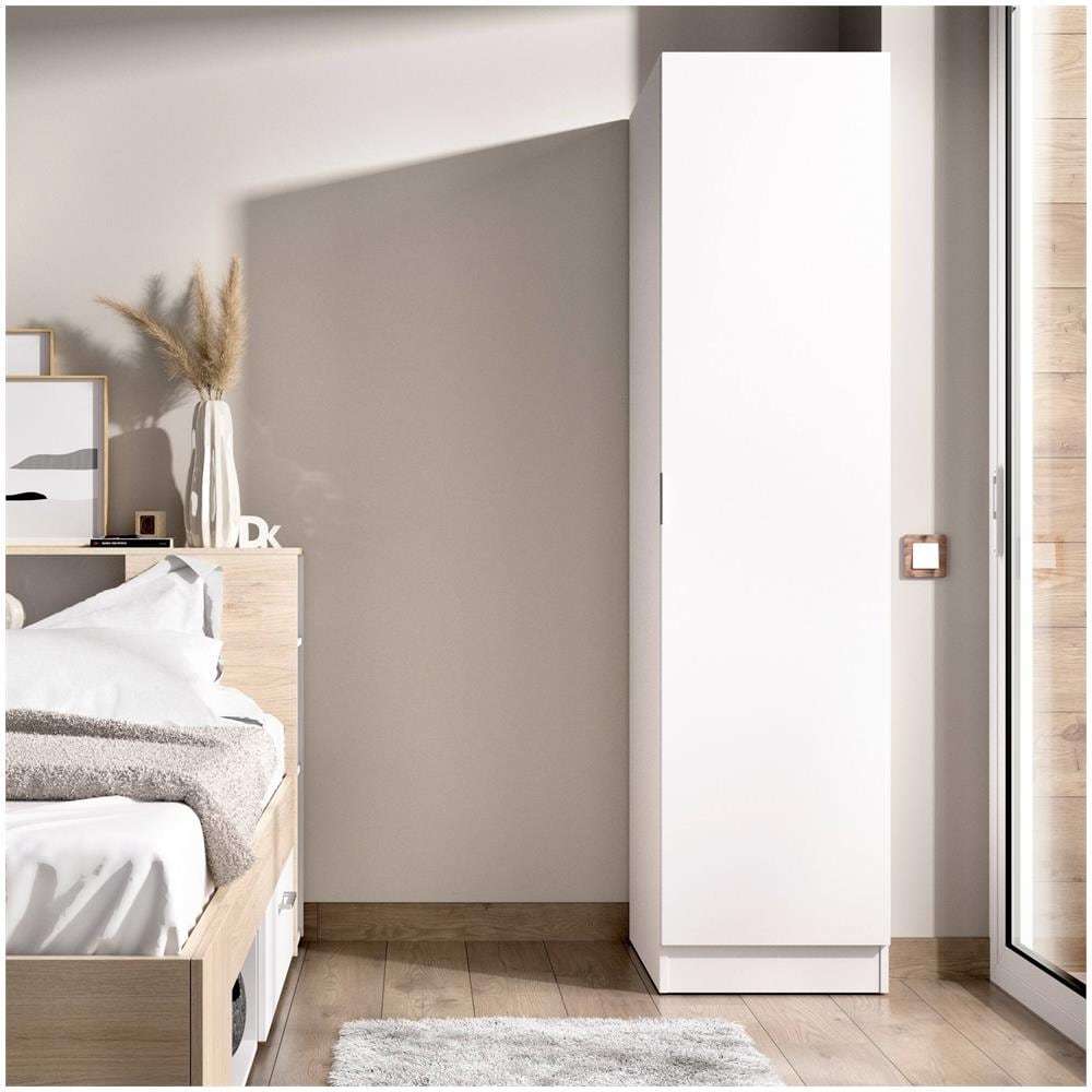 Guardaroba Cusna, Mobile Appendiabiti Per Camera Da Letto, Armadio A 1 Anta Singola, 41x52h184 Cm, Bianco - Foto 1