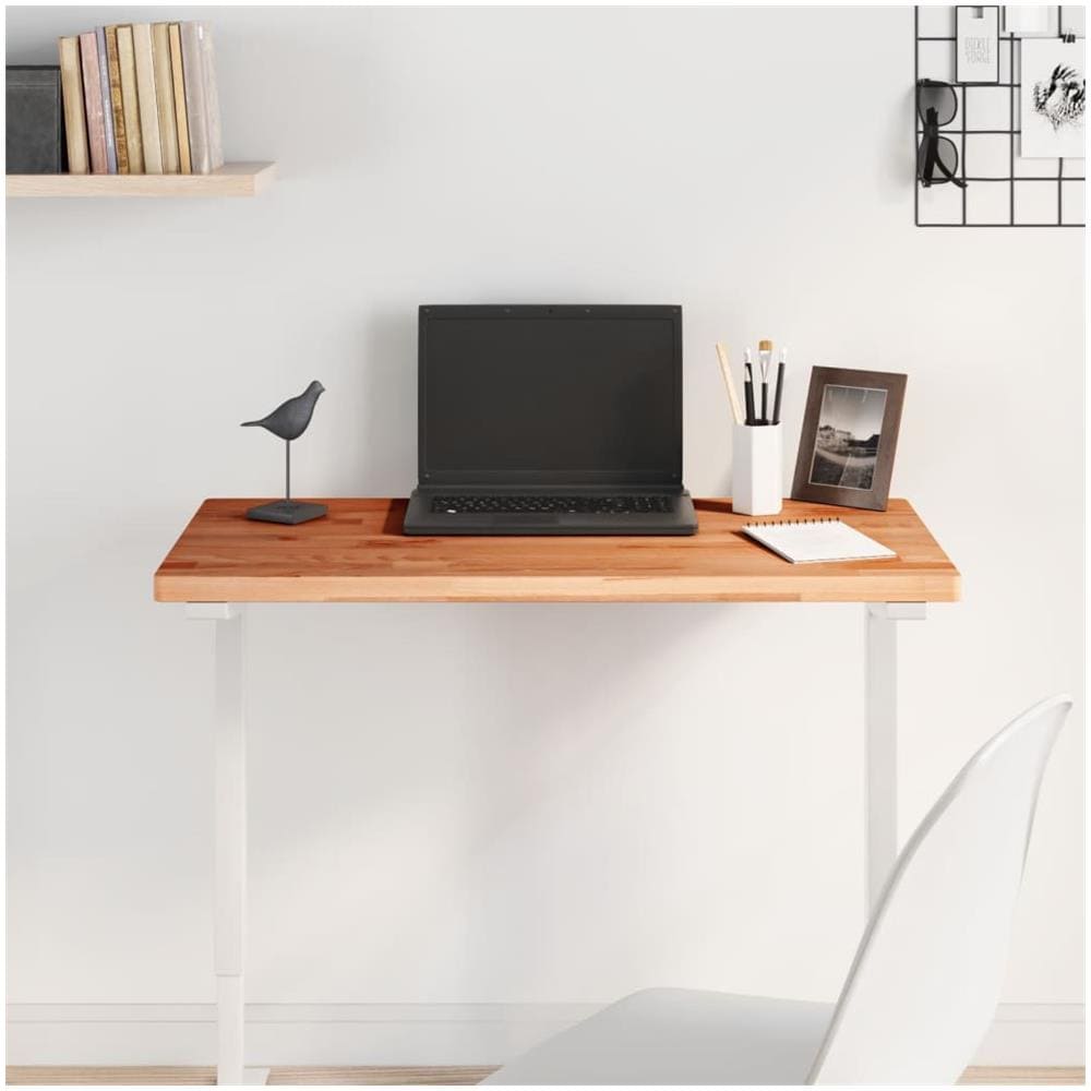 Piano Tavolo 80x40x2,5cm Rettangolare Legno Massello Di Faggio - Foto 1