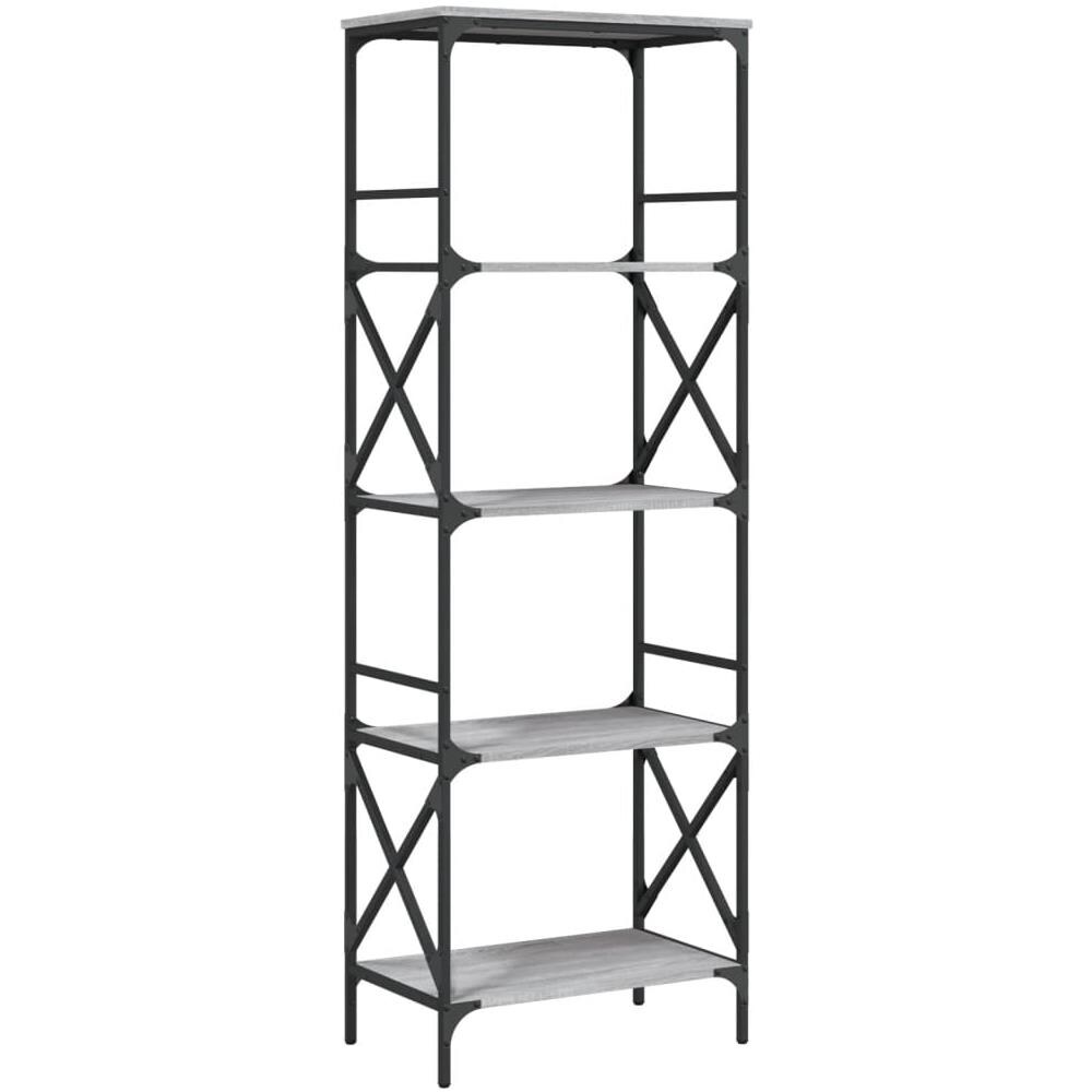 Libreria 5 Ripiani Grigio Sonoma 59x35x171 Cm Legno Multistrato - Foto 2