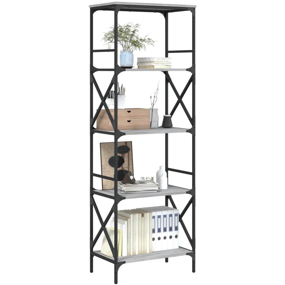 Libreria 5 Ripiani Grigio Sonoma 59x35x171 Cm Legno Multistrato - Foto 3