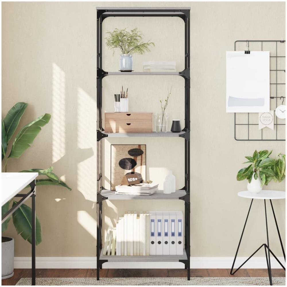 Libreria 5 Ripiani Grigio Sonoma 59x35x171 Cm Legno Multistrato - Foto 1