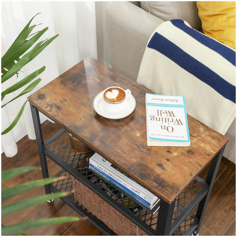 Tavolino laterale LET33BX in metallo marrone rustico - Foto 6