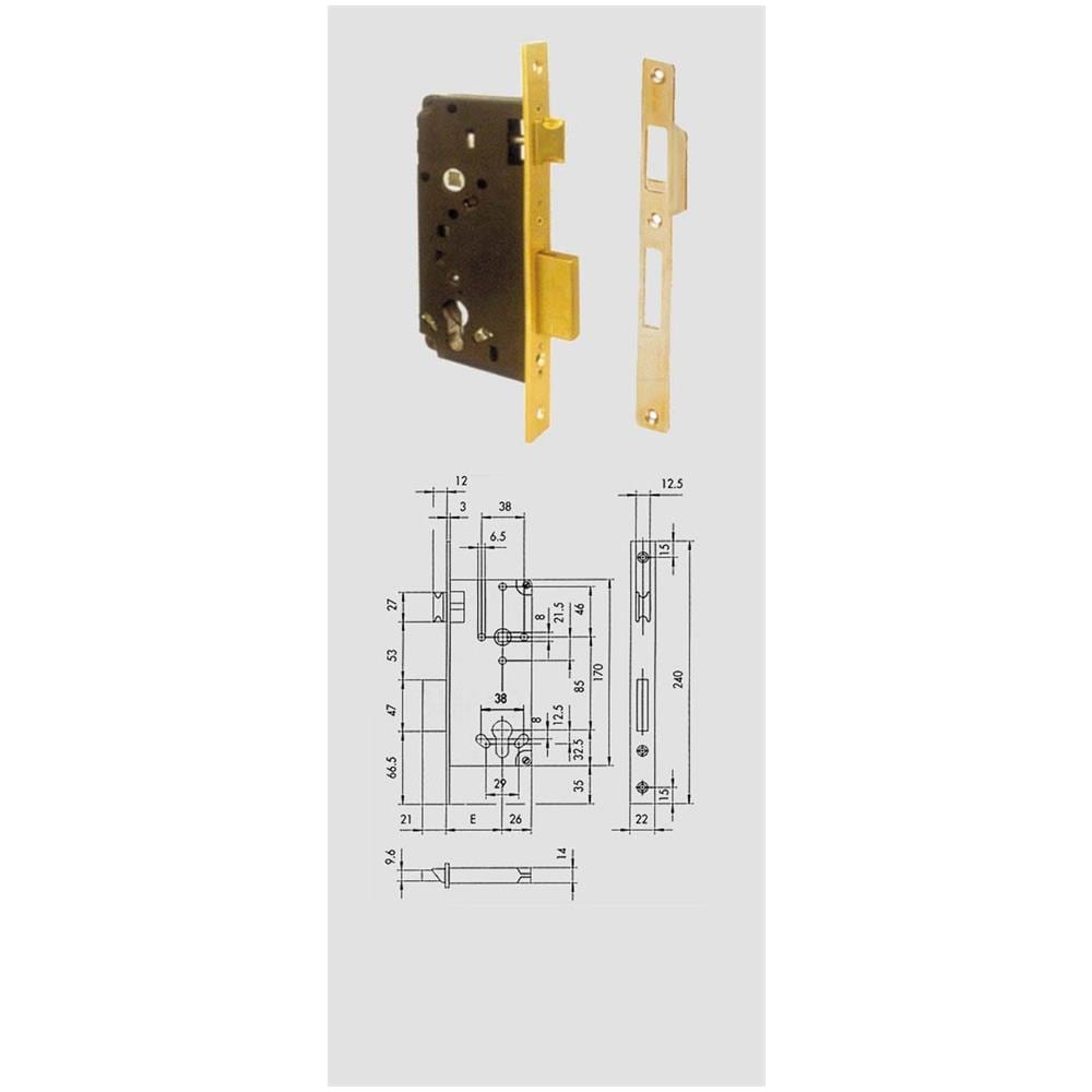 Serratura Infilare 5c110350 Mm 35 A Cilindro Porta Bordo Quadro Ottone - Foto 2
