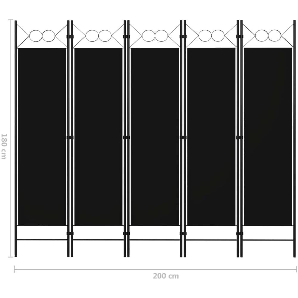 Paravento A 5 Pannelli Nero 200x180 Cm - Foto 6