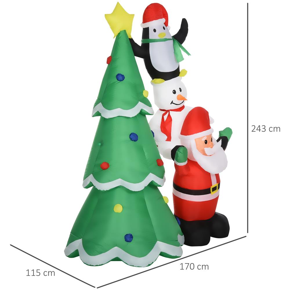 Albero Di Natale Gonfiabile Gigante 243cm Da Esterno E Interno, Impermeabile Con Luci A Led E Babbo Natale - Foto 3
