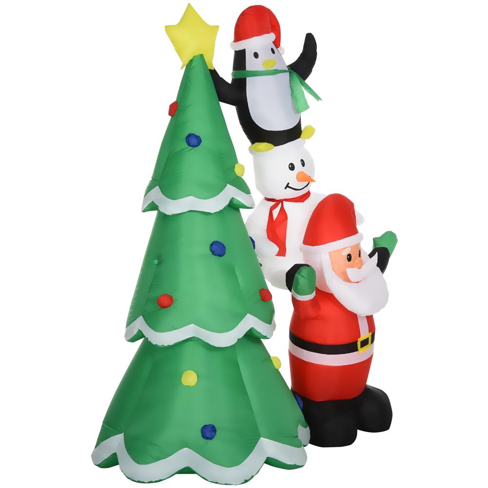 Albero Di Natale Gonfiabile Gigante 243cm Da Esterno E Interno, Impermeabile Con Luci A Led E Babbo Natale - Foto 1
