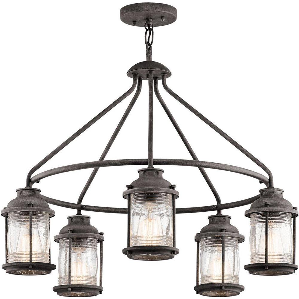 Lampadario A 5 Luci Per Esterni Illuminazione A Sospensione Zinco Ip44, E27 - Foto 1