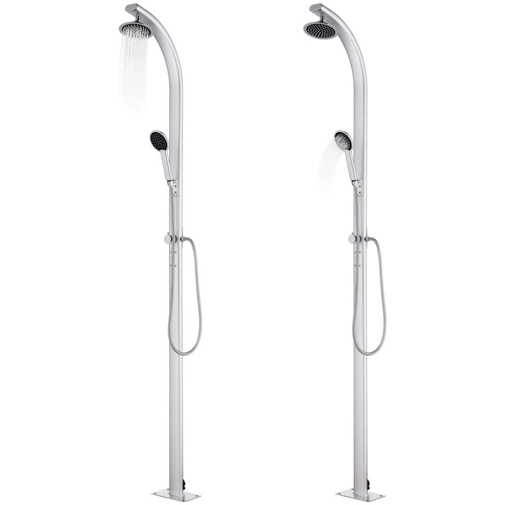 Doccia Da Giardino Con Base Marrone 220 Cm In Alluminio - Foto 2