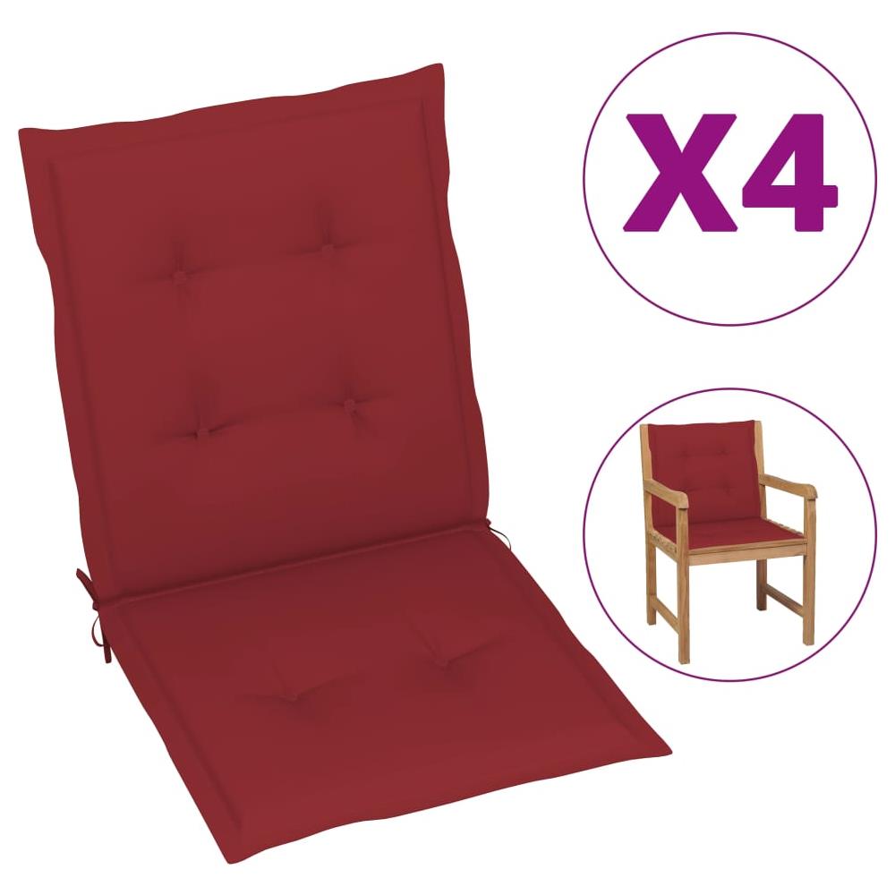 Cuscini Per Sedie Da Giardino 4 Pz Rosso Vino 100x50x4 Cm - Foto 1