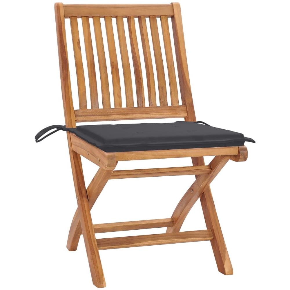 Sedie da Giardino 2 pz con Cuscini Antracite Massello di Teak - Foto 2
