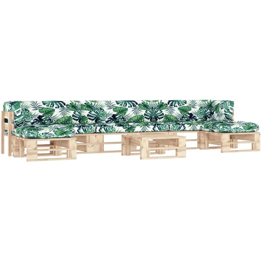 Set Divani su Pallet 6 pz e Cuscini in Legno di Pino Impregnato - Foto 1