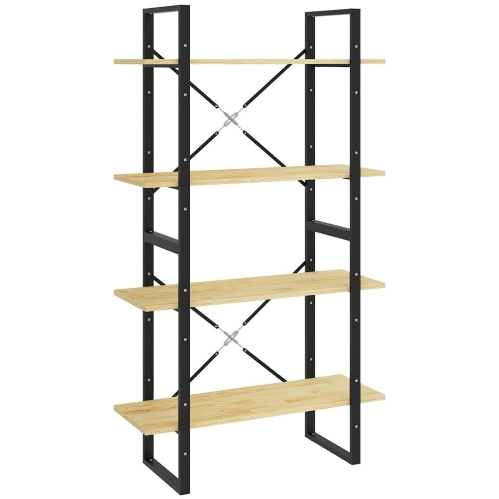 Libreria a 4 Ripiani 80x30x140 cm in Legno Massello di Pino - Foto 2