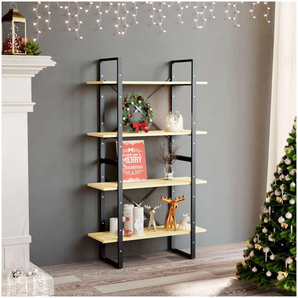 Libreria a 4 Ripiani 80x30x140 cm in Legno Massello di Pino - Foto 1