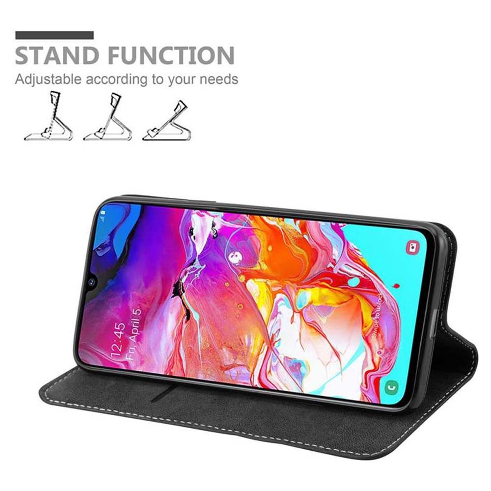 Custodia Compatibile Con Samsung Galaxy A70 In Nero Marrone - Coperchio Protettiva Con Chiusura Magnetica, Funzione Stand E Tasca Per Le Carte - Foto 2