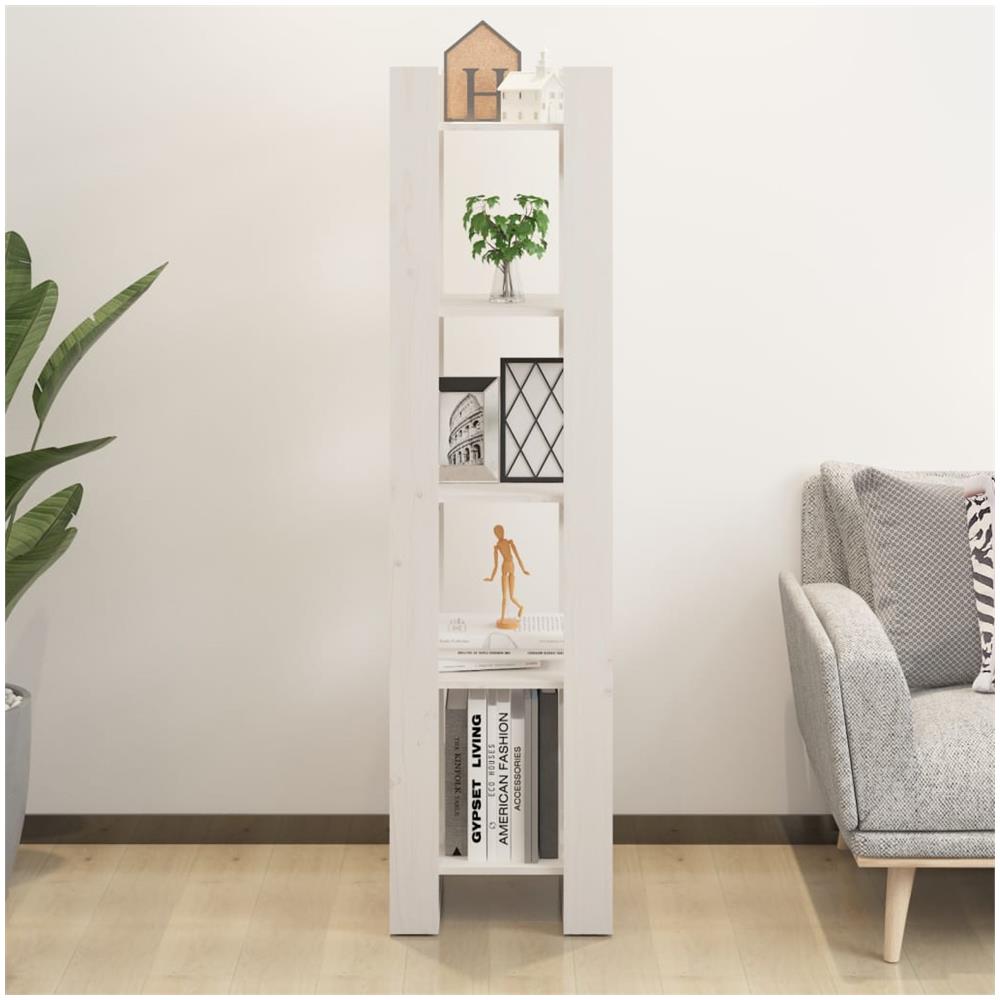 Libreria / divisorio Bianco 41x35x160cm In Legno Massello Di Pino - Foto 3