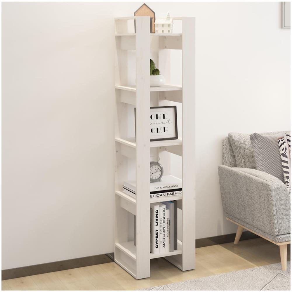 Libreria / divisorio Bianco 41x35x160cm In Legno Massello Di Pino - Foto 1