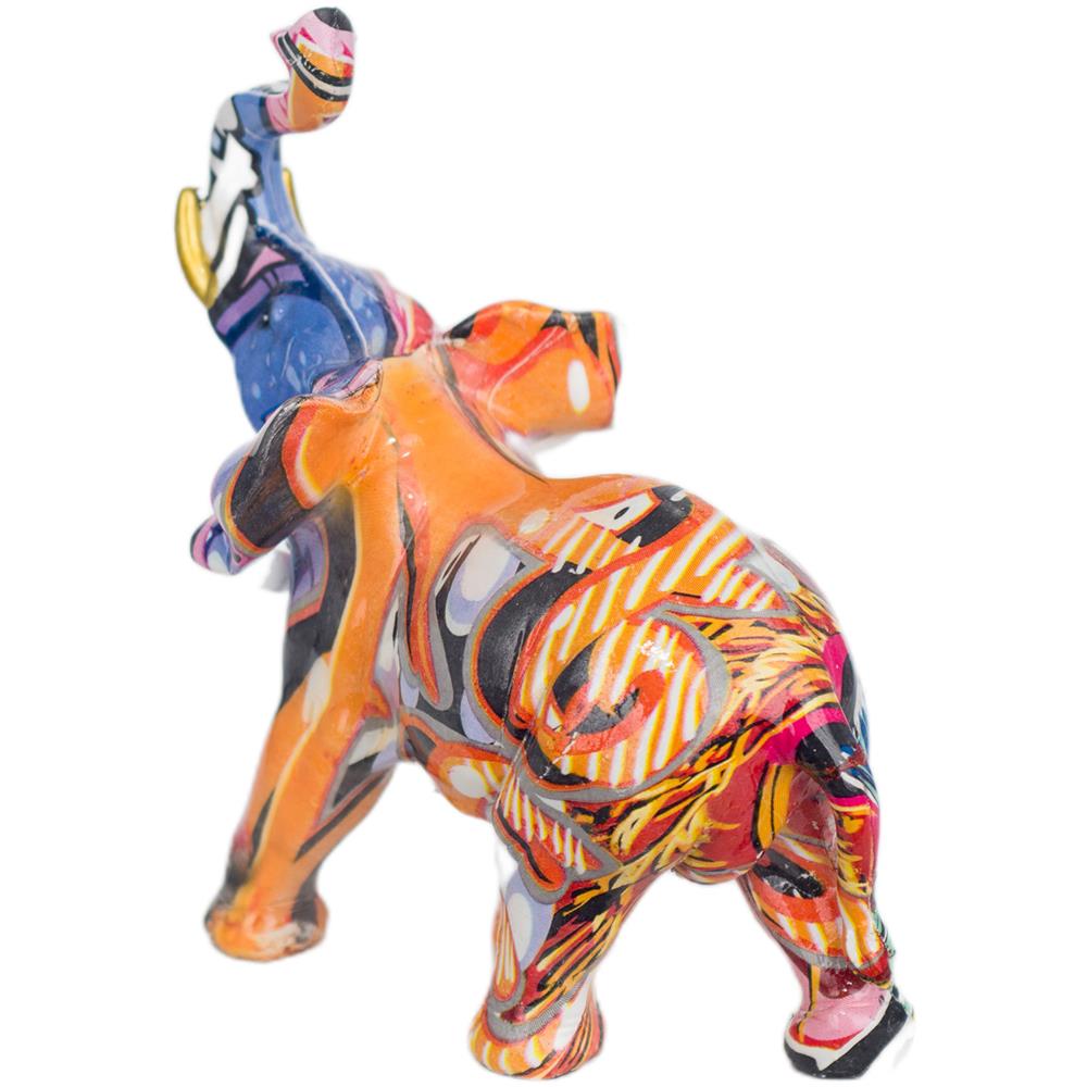 Statuetta Elefante Graffiti 12x13x7 Cm In Poliresina Multicolore - Foto 2