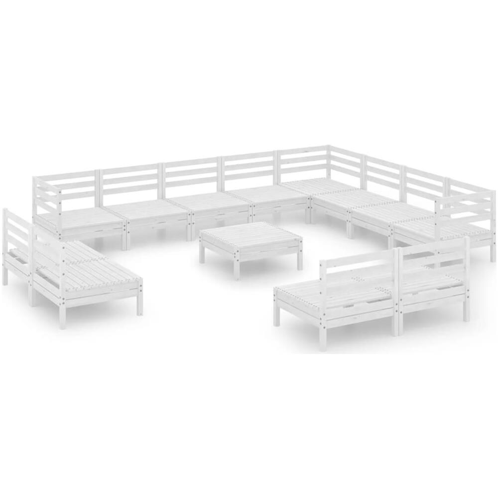 Set Divani Da Giardino 13 Pz In Legno Massello Di Pino Bianco - Foto 1