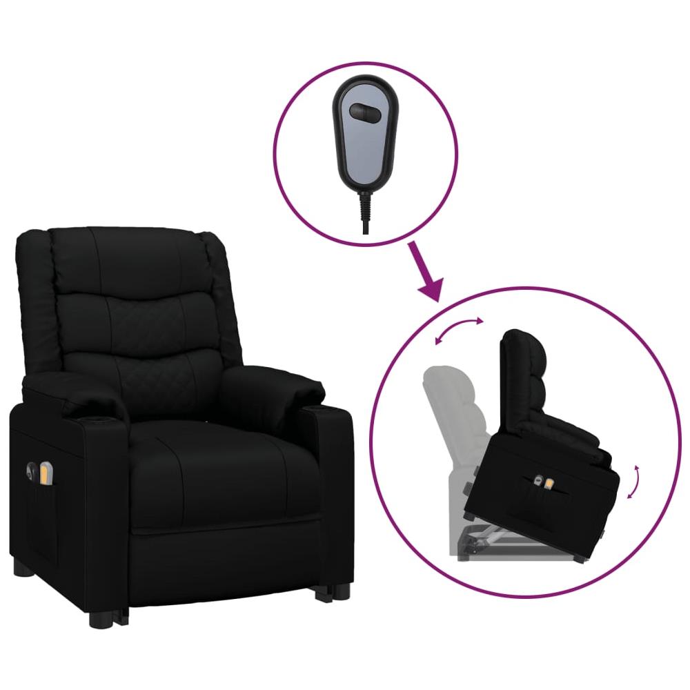 Poltrona Alzapersona Massaggiante Nera In Similpelle - Foto 2