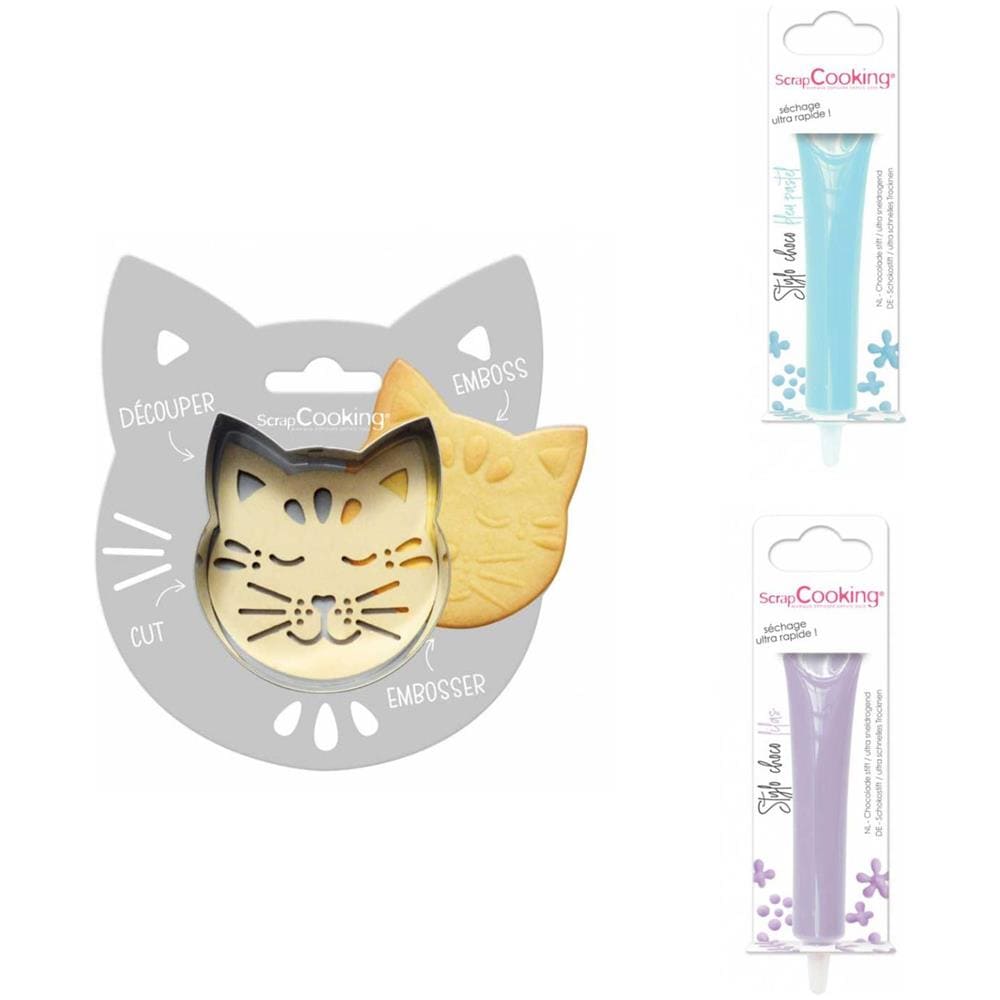 Kit Biscotti Di Soccorso Per Gatti + 2 Penne Di Cioccolato Blu Pastello E Lilla - Foto 1