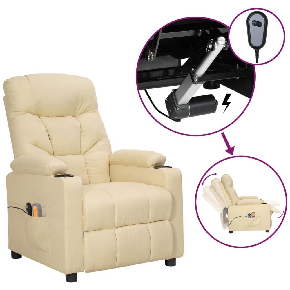 Poltrona Massaggiante Elettrica Crema in Tessuto - Foto 1