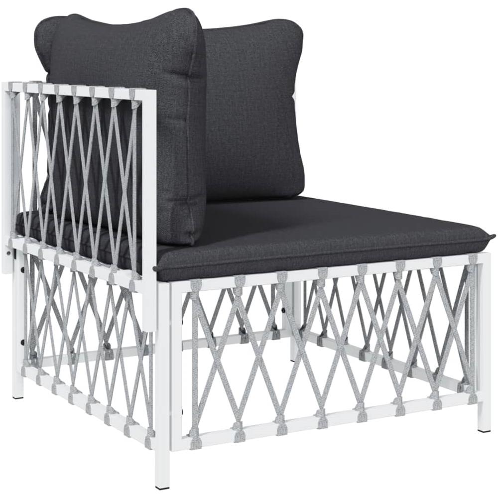 Set Salotto Da Giardino 7 Pz Con Cuscini In Acciaio Bianco - Foto 3