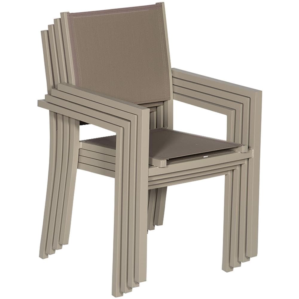 Set Di 10 Sedie In Alluminio Tortora - Textilene Tortora - Foto 2