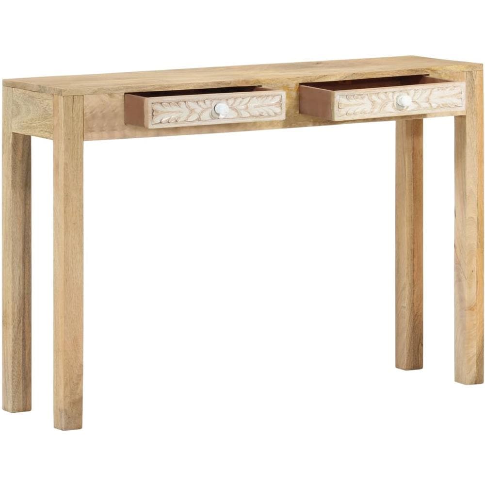 Tavolo Consolle 110x30x75 Cm Legno Massello Sbiancato Di Mango - Foto 2
