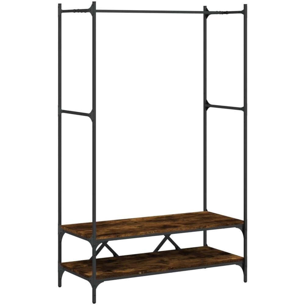 Appendiabiti Con Scaffali Rovere Fumo In Legno Multistrato - Foto 2