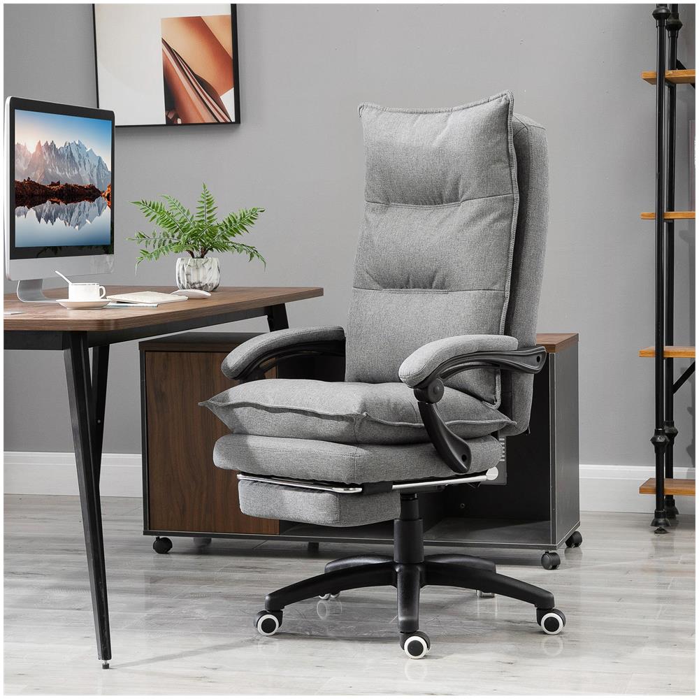 Sedia da Ufficio Imbottita con 6 Punti Massaggianti, Altezza Regolabile e Rotelle, 70x62x120-130 cm, Grigio - Foto 2