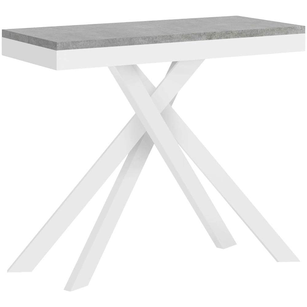 Consolle allungabile 90x40/196 cm Krack Small Evolution cemento telaio bianco - Foto 1